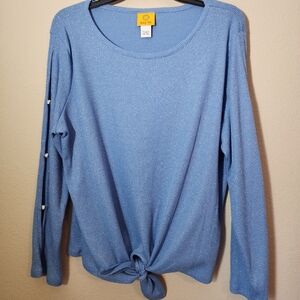 NWOT Womens Ruby Rd. Tie-Front Cutout Sleeve Waffle Knit Top
